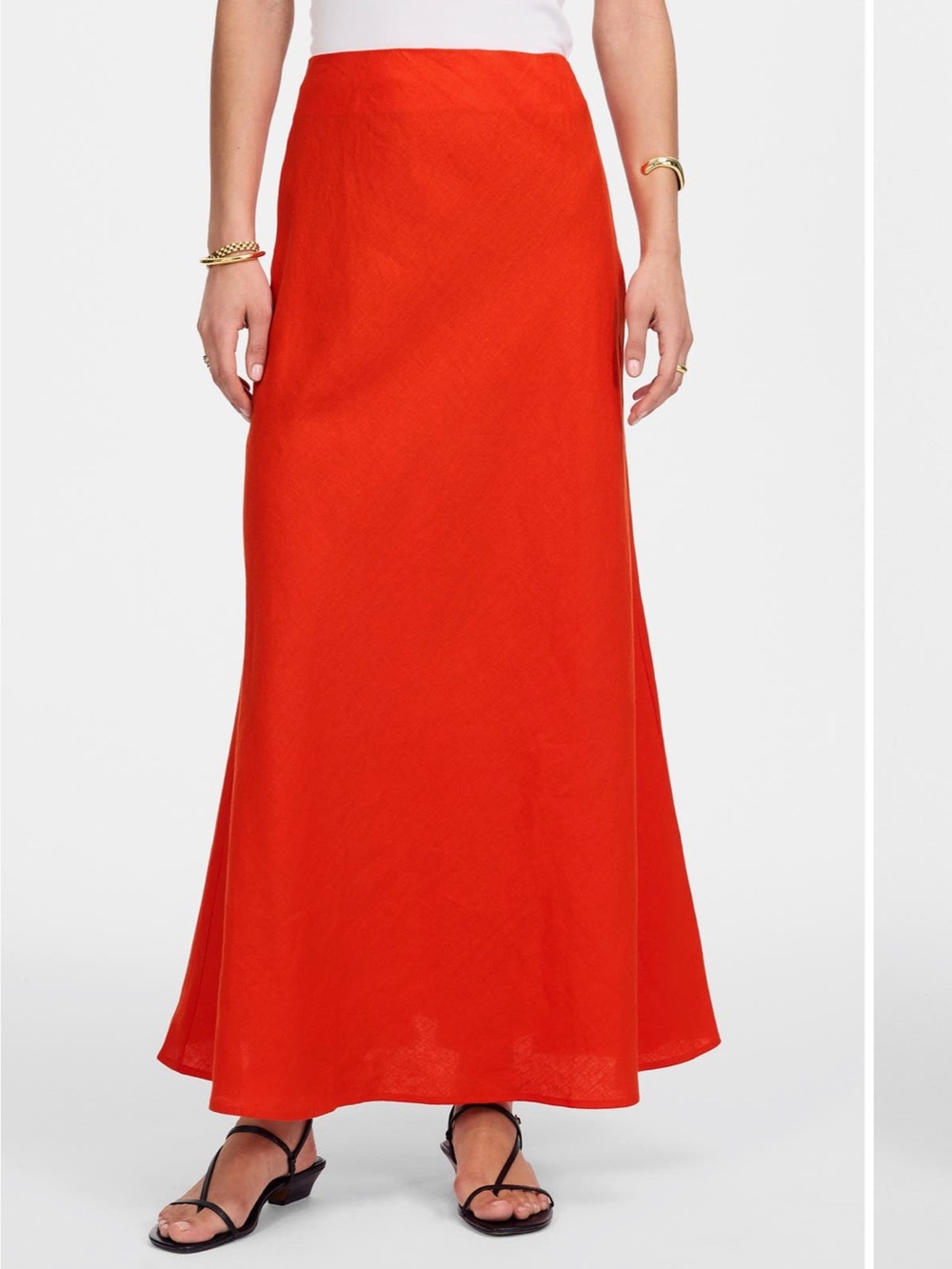 Madewell Linen Maxi Slip Skirt - Red